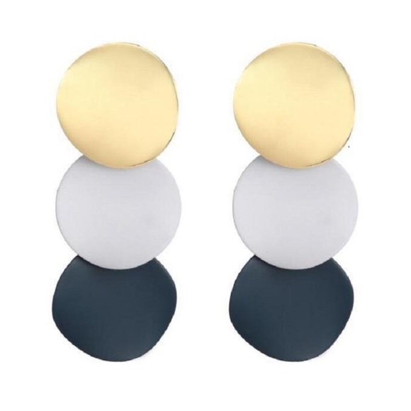 3/$30 Gold Plated Circle Dangle Earrings - Picture 3 of 3